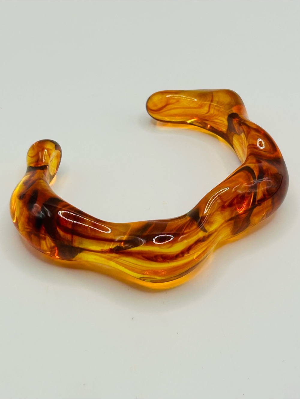 Amber Swirl Resin Cuff Bracelet -